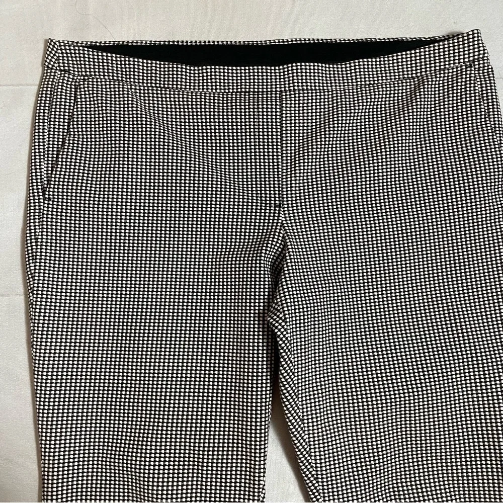 New Alfani Gingham Black White Pull On Stretch Cotton Blend Pants Size 16